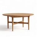 Round wooden dining table with cross base 100 x 100 x 75cm natural finish