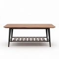 Wooden coffee table with metal frame and lower shelf 120 x 60 x 45cm