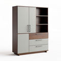 Modern wood storage cabinet with adjustable shelves and drawers 120 x 40 x 180cm