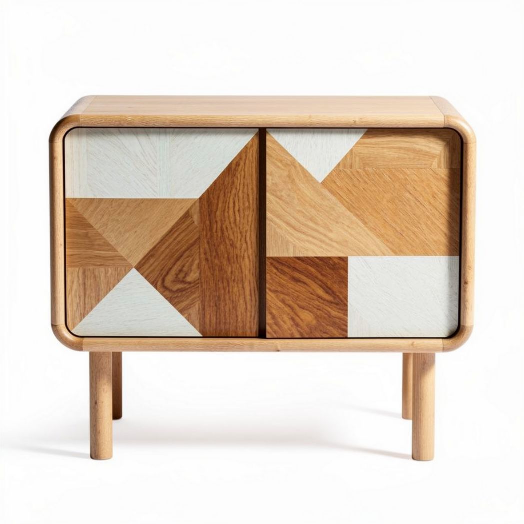 Wooden cabinet with geometric pattern doors suitable for living room use 45 x 40 x 30cm