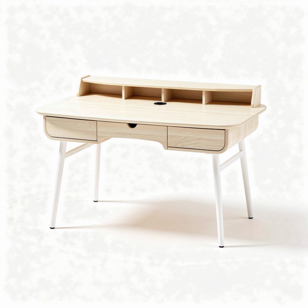 Wooden home office desk with storage shelves and drawers 120 x 60 x 75cm