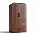 Wooden wardrobe with double doors and two drawers 180 x 100 x 50cm
