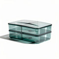 Stackable storage container set in transparent green plastic 20 x 15 x 10cm