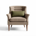 Fabric armchair with green accent pillow in beige color 70 x 80 x 90cm